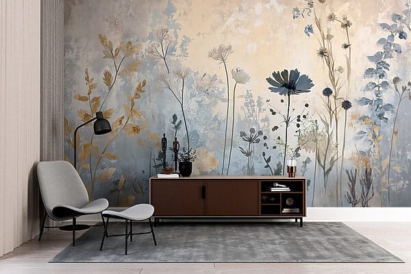 Pittura di fiori su una parete Pittura di fiori su una parete
