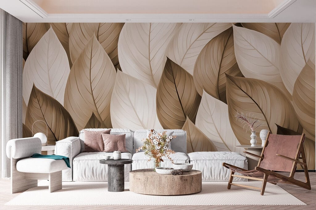 Group of brown and white leaves