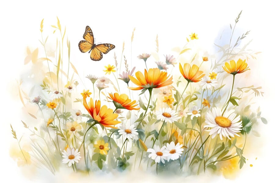 Farfalla in volo sui fiori