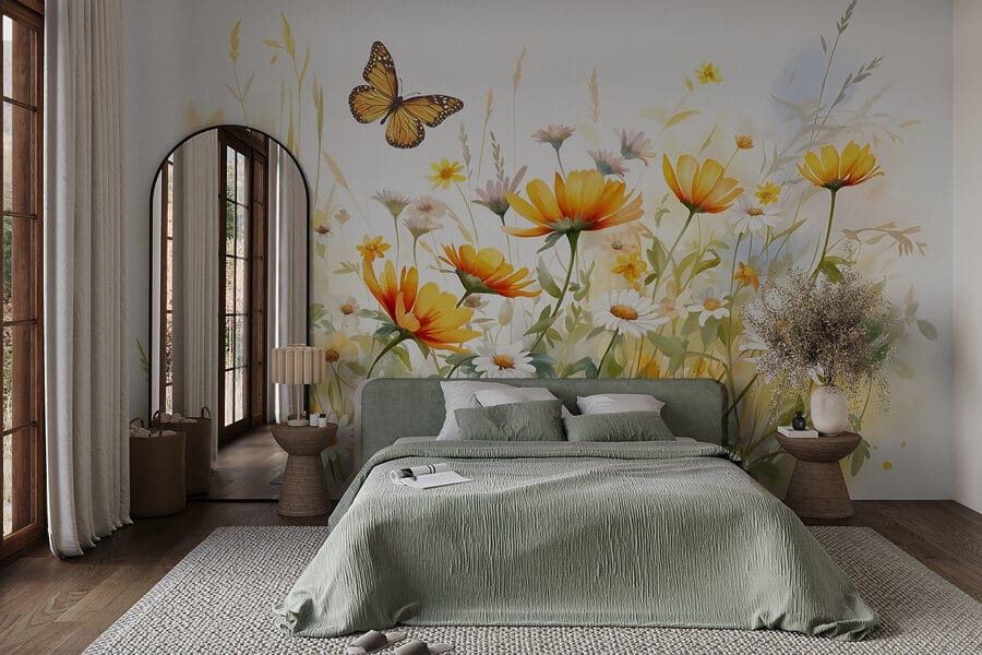 Farfalla in volo sui fiori