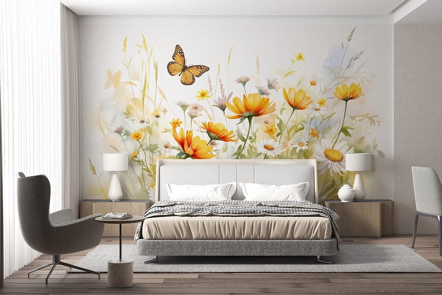 Farfalla in volo sui fiori