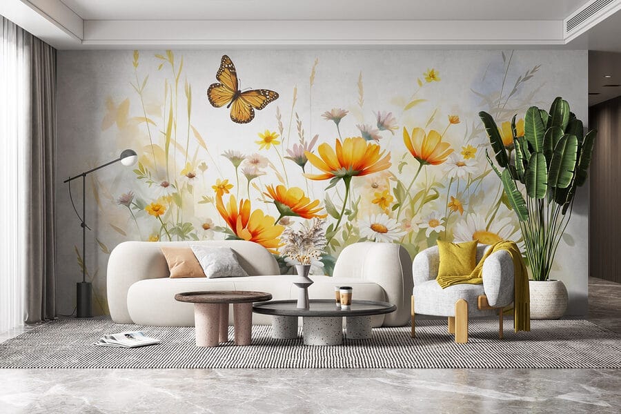 Farfalla in volo sui fiori