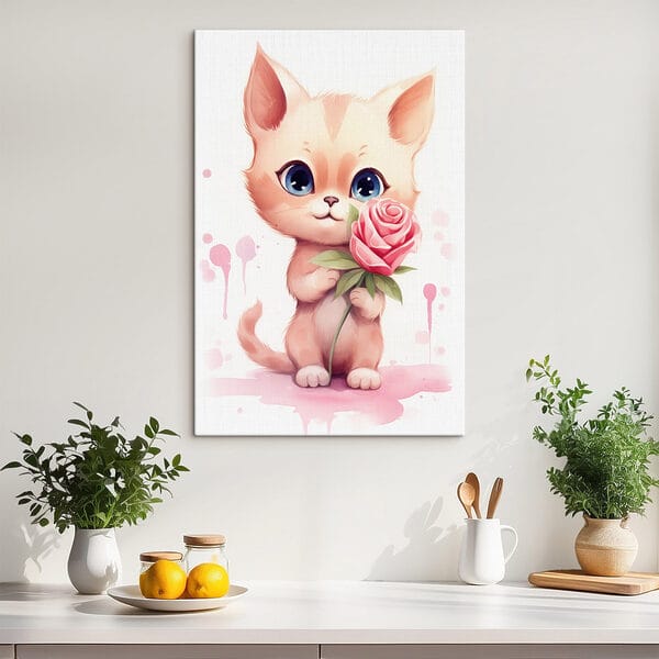 Quadri Gatto con un fiore in bocca (COD: s42866) Quadri Quadri Gatto con un fiore in bocca (COD: s42866)