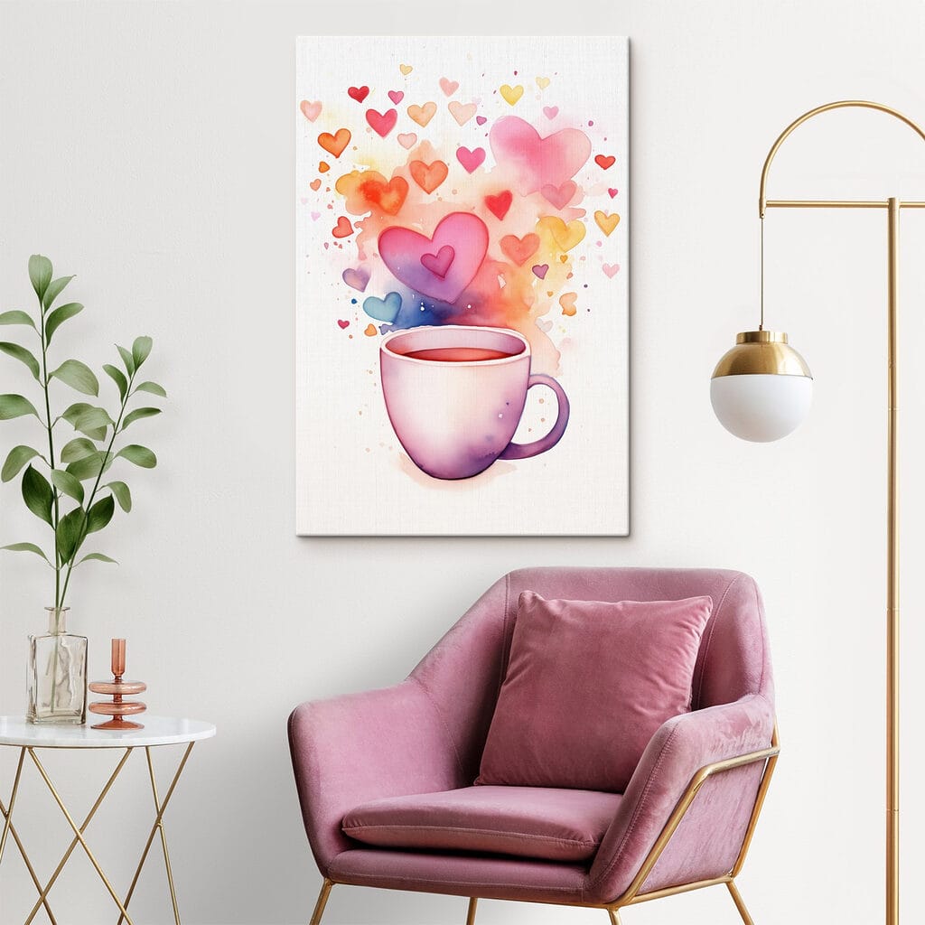 Cup of tea with hearts