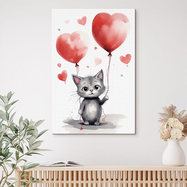 Quadri Quadri Gatto con dei palloncini (COD: s42871)