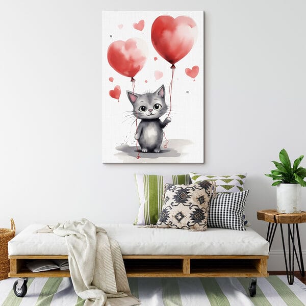 Cat holding balloons Cat holding balloons