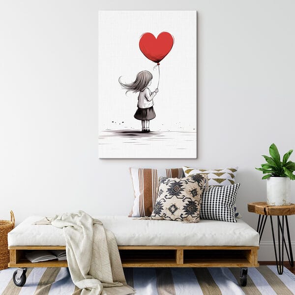 Quadri Ragazza con in mano un palloncino a forma di cuore (COD: s42872) Quadri Quadri Ragazza con in mano un palloncino a forma di cuore (COD: s42872)