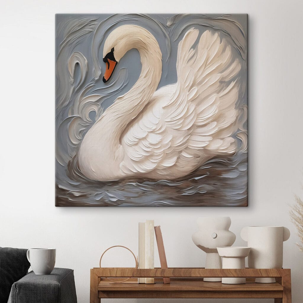 White swan with a black beak White swan with a black beak
