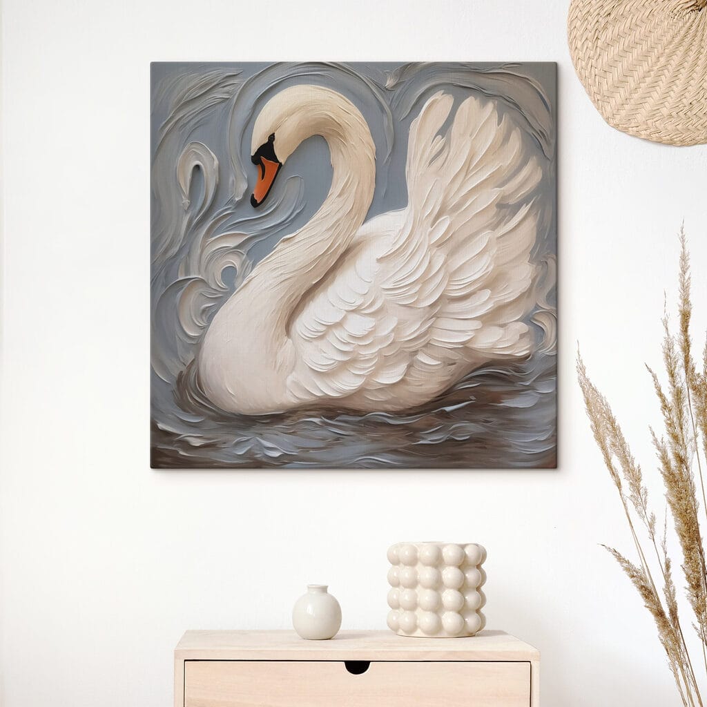 White swan with a black beak White swan with a black beak