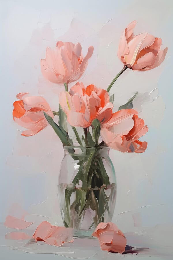 Vase of pink flowers