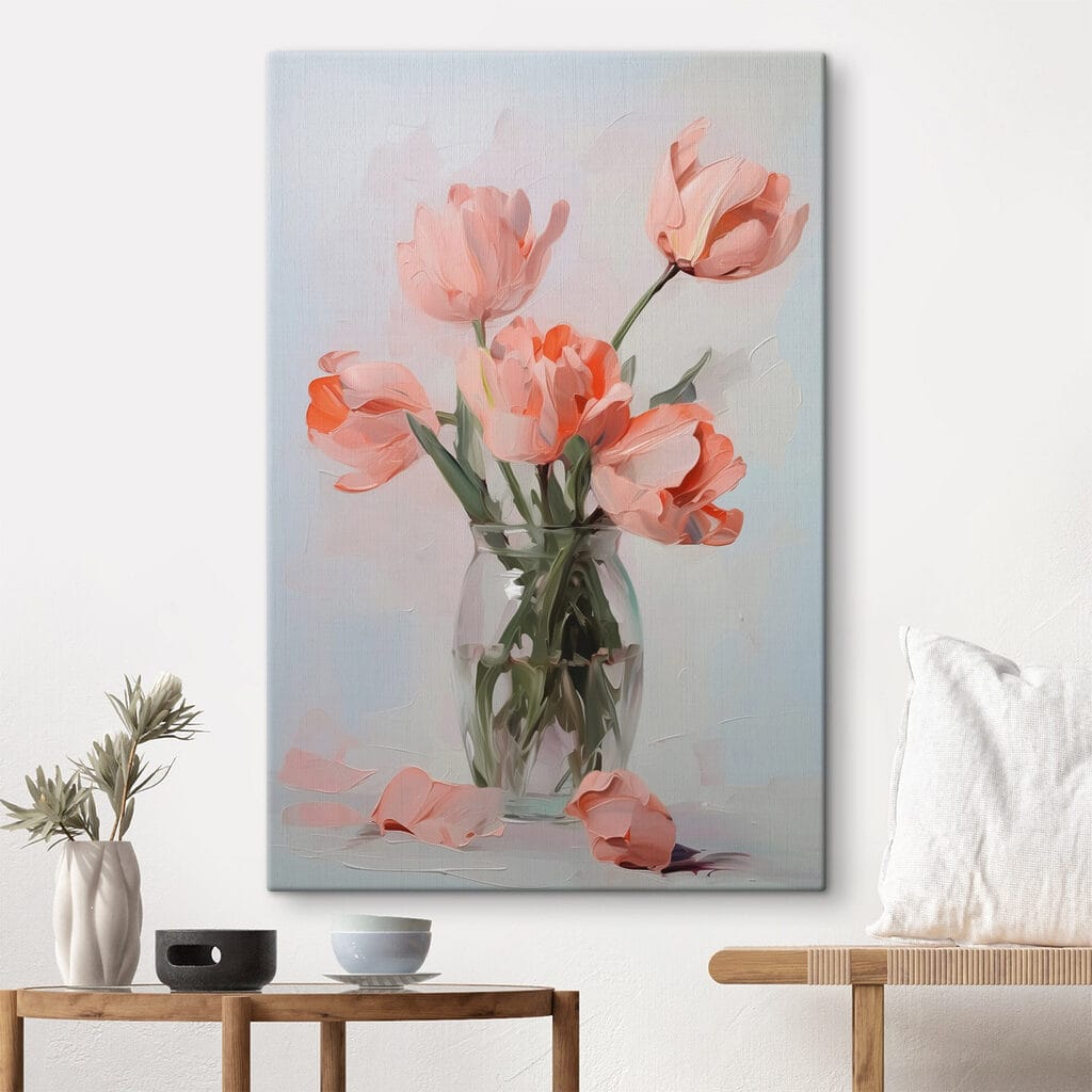 Vase of pink flowers