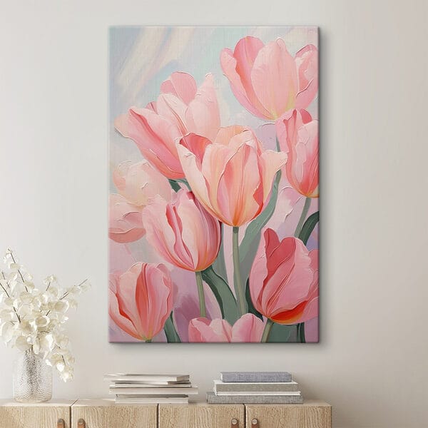 Quadri Quadri Tulipani rosa chiaro in fiore (COD: s42841)