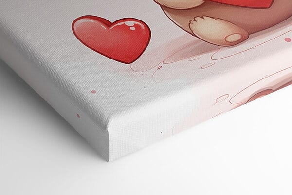 Two cartoon bears holding a heart