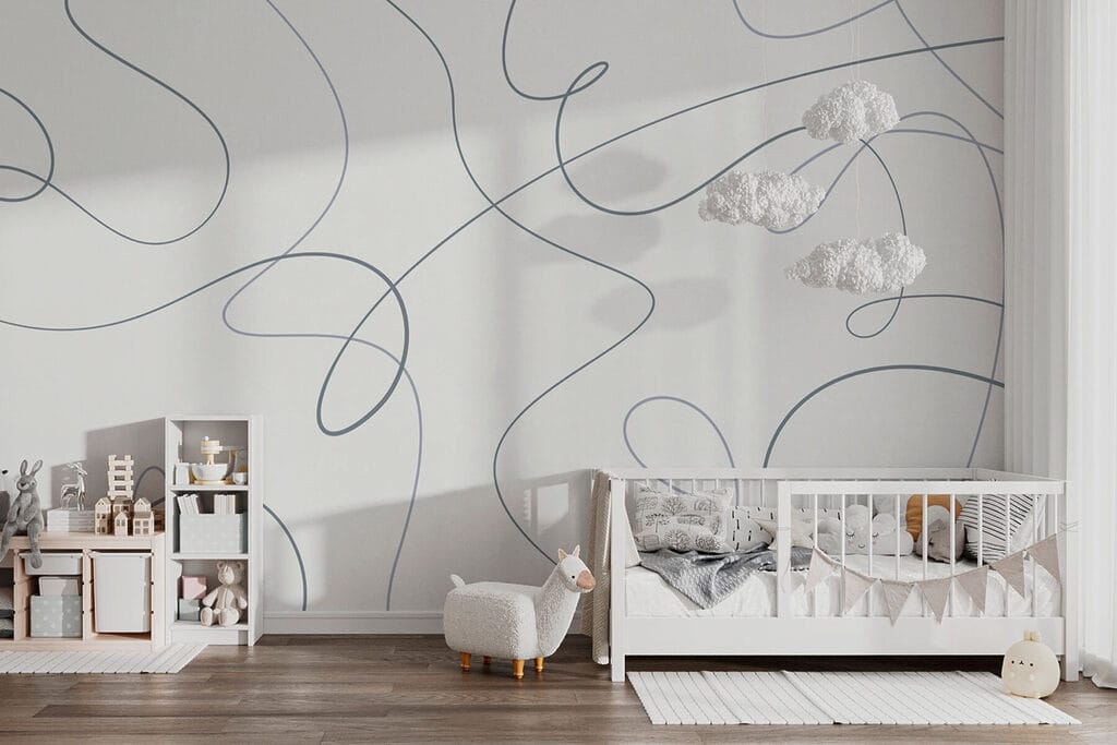 White background with blue lines