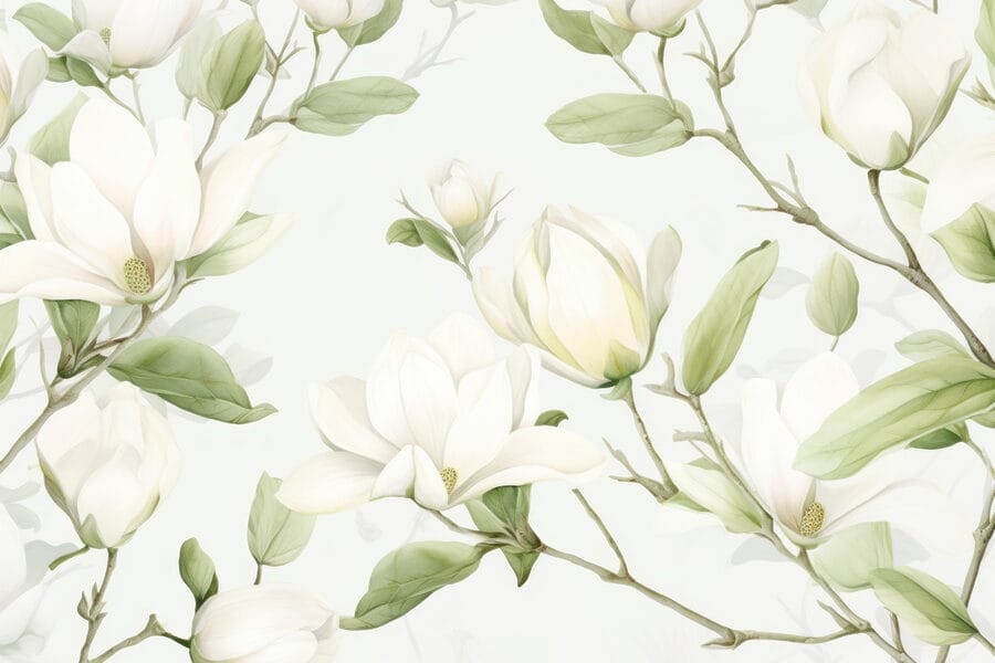 Fiori bianchi con foglie verdi