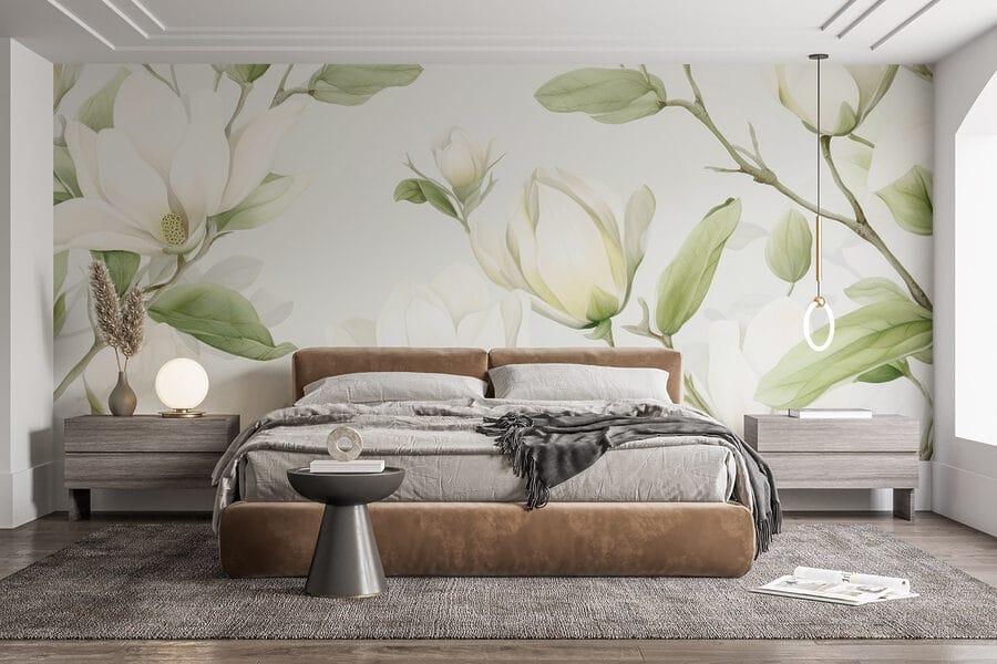 Fiori bianchi con foglie verdi