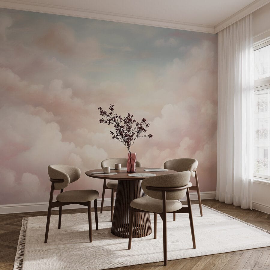 Cielo rosa e blu con nuvole