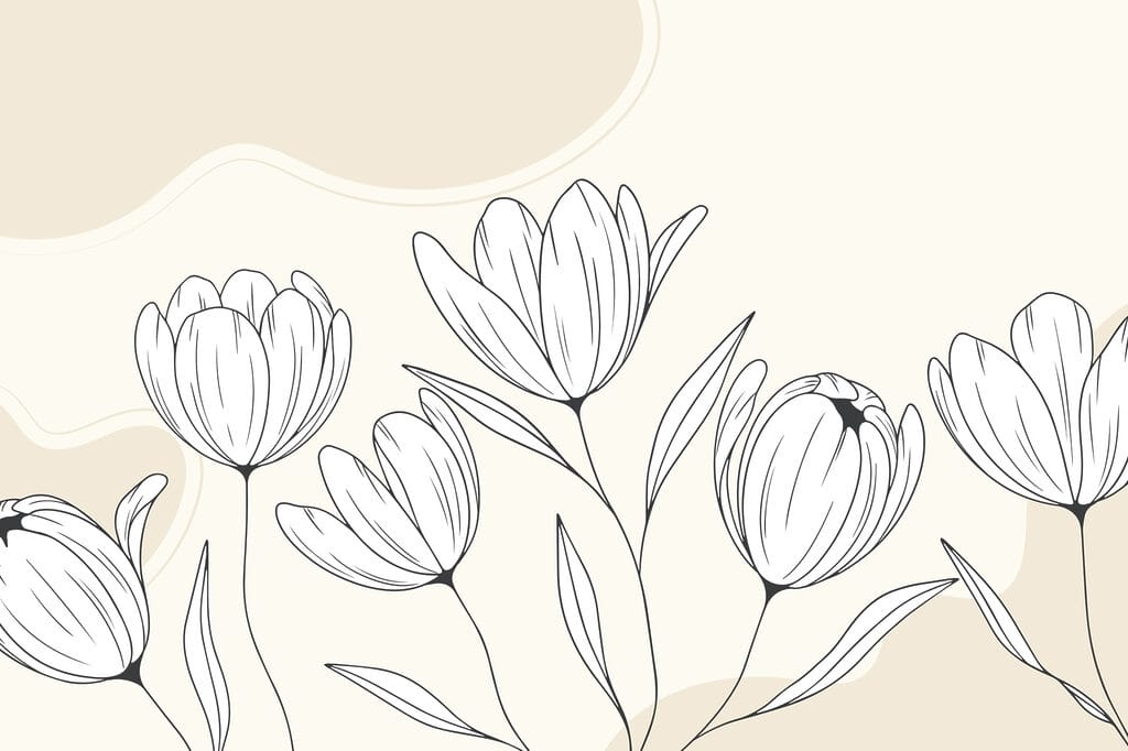 Disegno lineare di fiori Disegno lineare di fiori