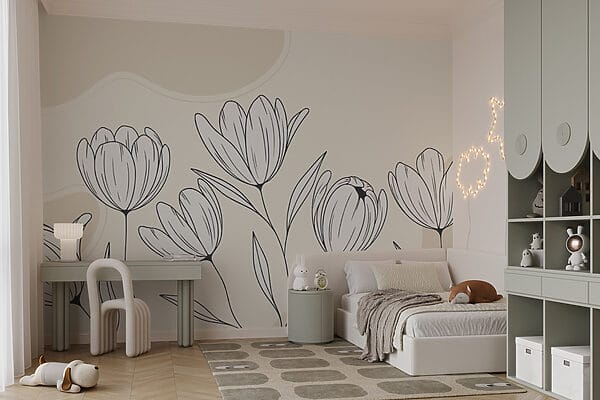 Disegno lineare di fiori Disegno lineare di fiori