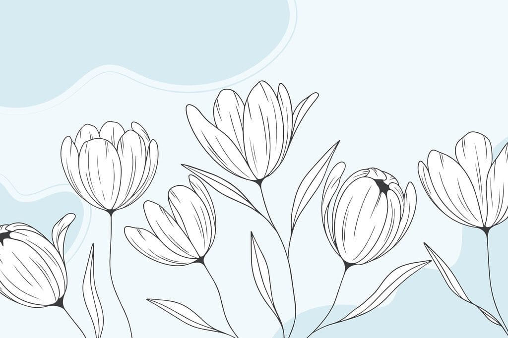 Disegno lineare di fiori Disegno lineare di fiori