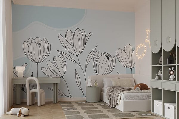Disegno lineare di fiori Disegno lineare di fiori