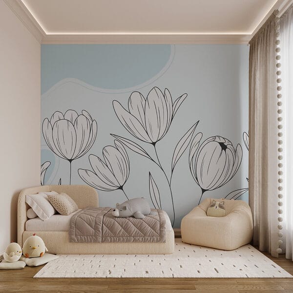 Disegno lineare di fiori Disegno lineare di fiori