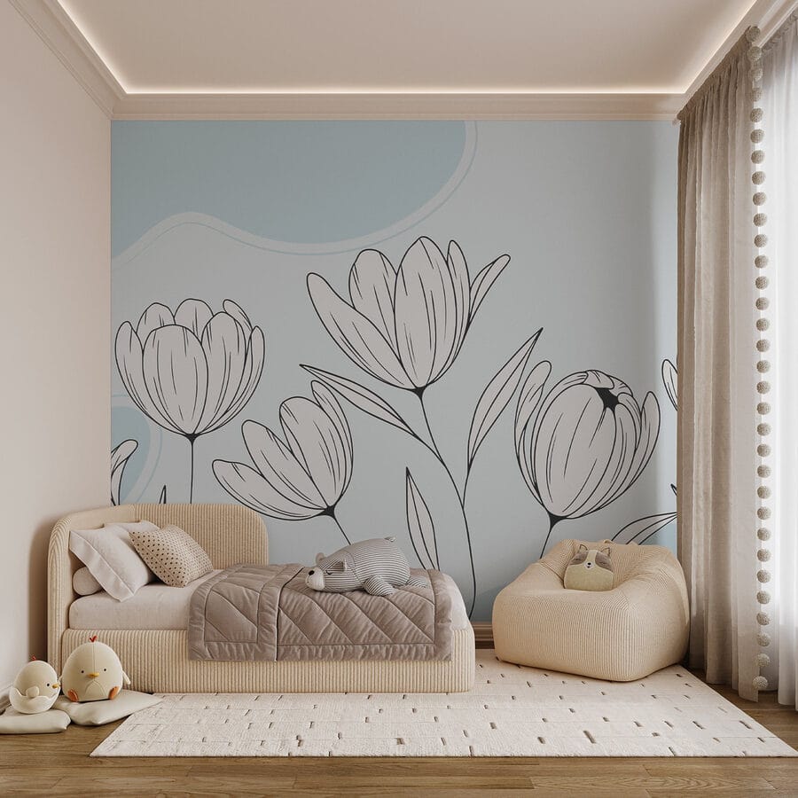 Disegno lineare di fiori Disegno lineare di fiori