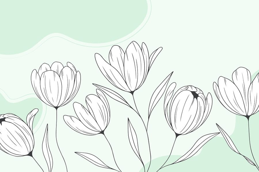 Disegno lineare di fiori Disegno lineare di fiori