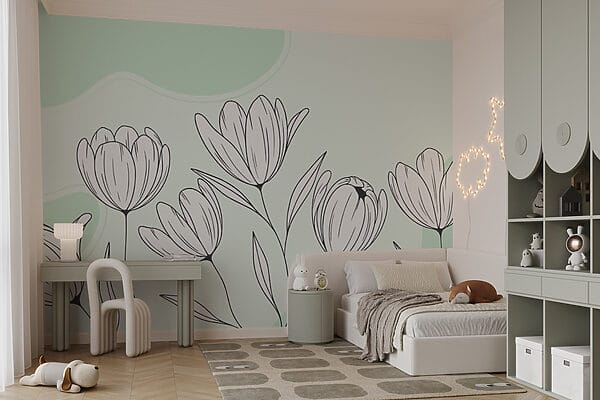 Disegno lineare di fiori Disegno lineare di fiori