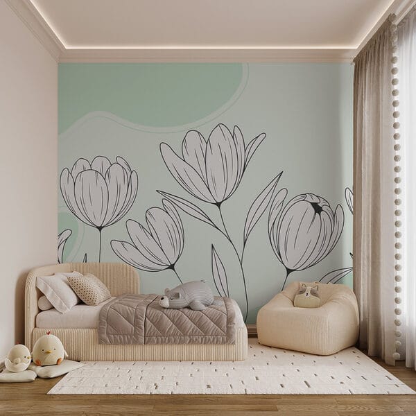 Disegno lineare di fiori Disegno lineare di fiori