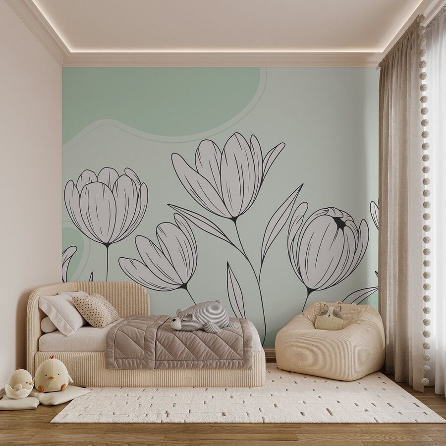 Disegno lineare di fiori Disegno lineare di fiori