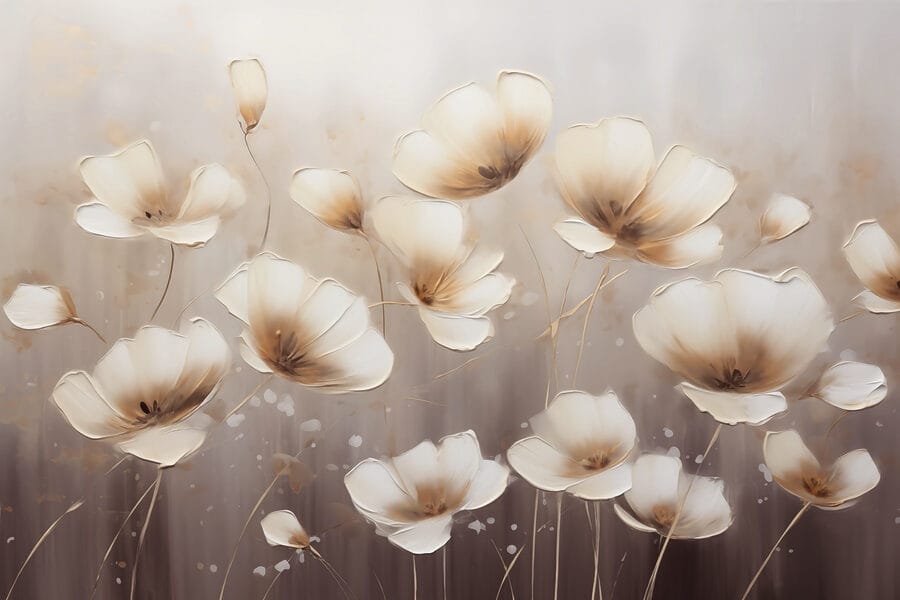 Pittura di fiori su sfondo bianco