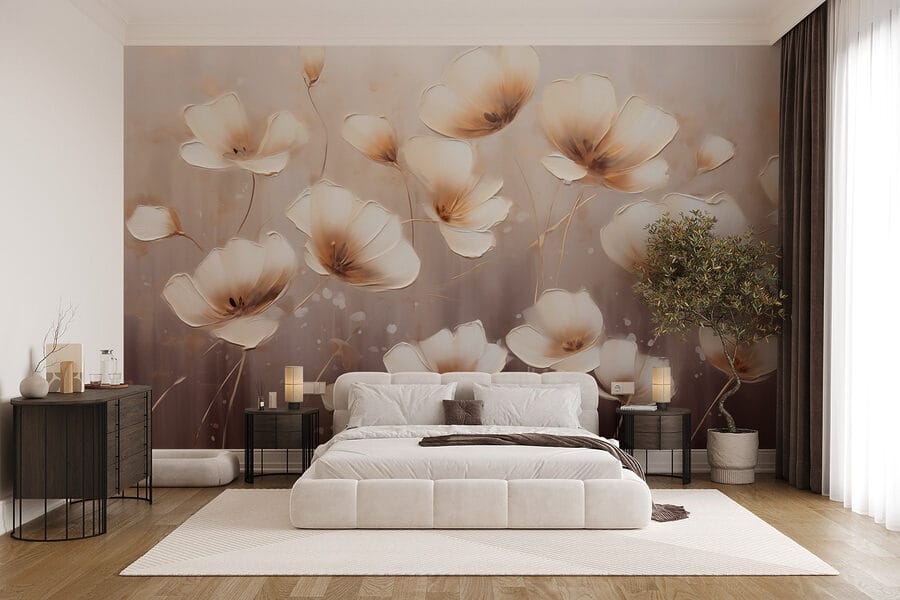 Pittura di fiori su sfondo bianco