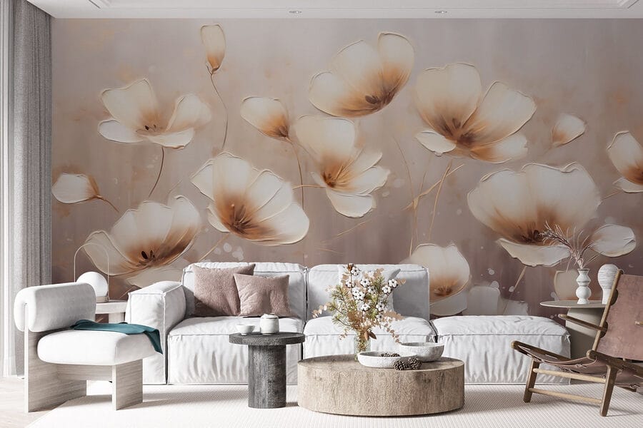Pittura di fiori su sfondo bianco