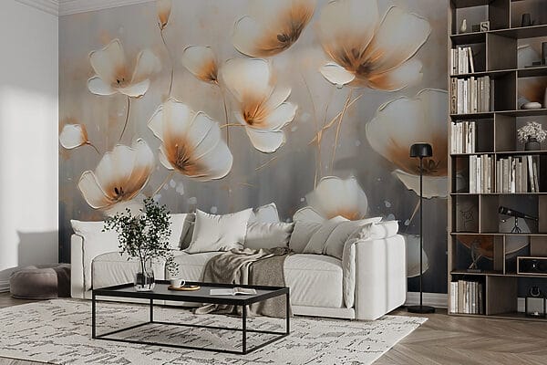 Pittura di fiori su sfondo grigio Pittura di fiori su sfondo grigio
