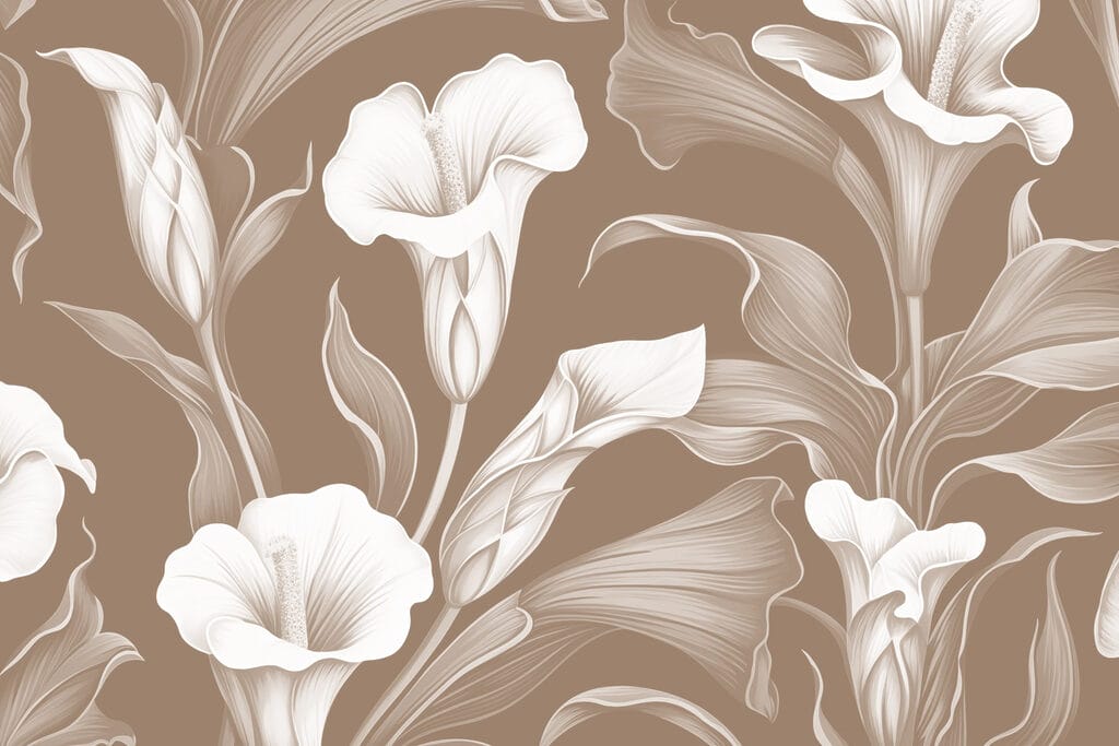 Delicato disegno floreale su sfondo marrone Delicato disegno floreale su sfondo marrone