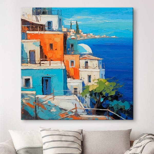 Quadri Dipinto di una città in riva al mare (COD: s42899) Quadri Quadri Dipinto di una città in riva al mare (COD: s42899)