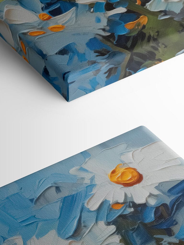 Bright daisies against a blue backdrop