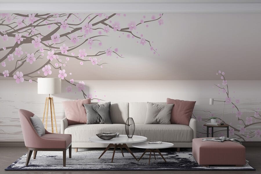 Albero con fiori rosa