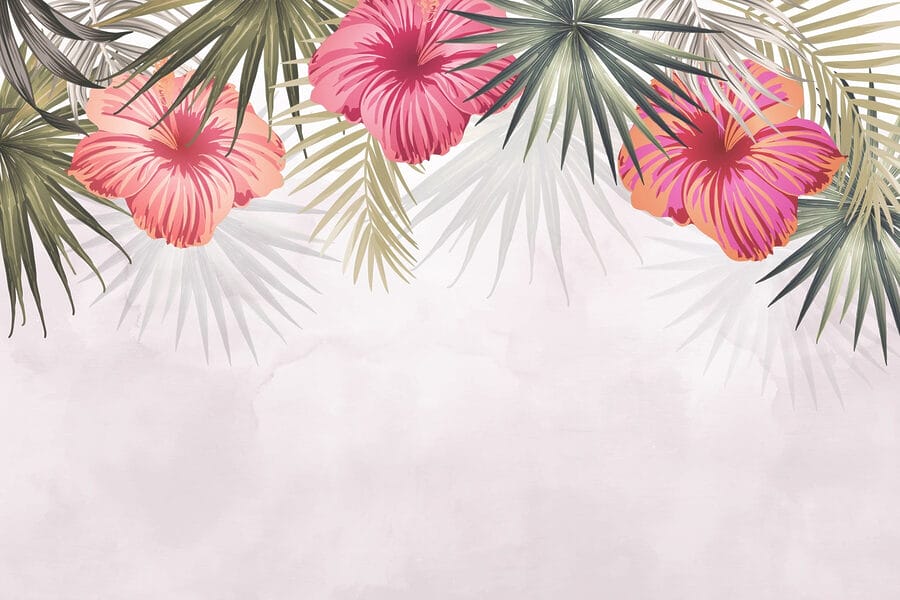 Gruppo di fiori e foglie