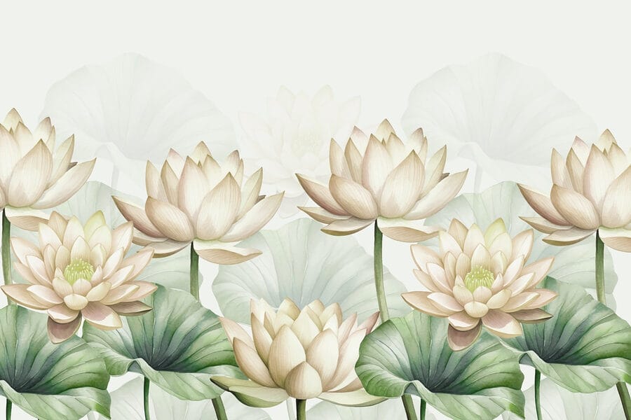Gruppo di fiori bianchi con foglie verdi