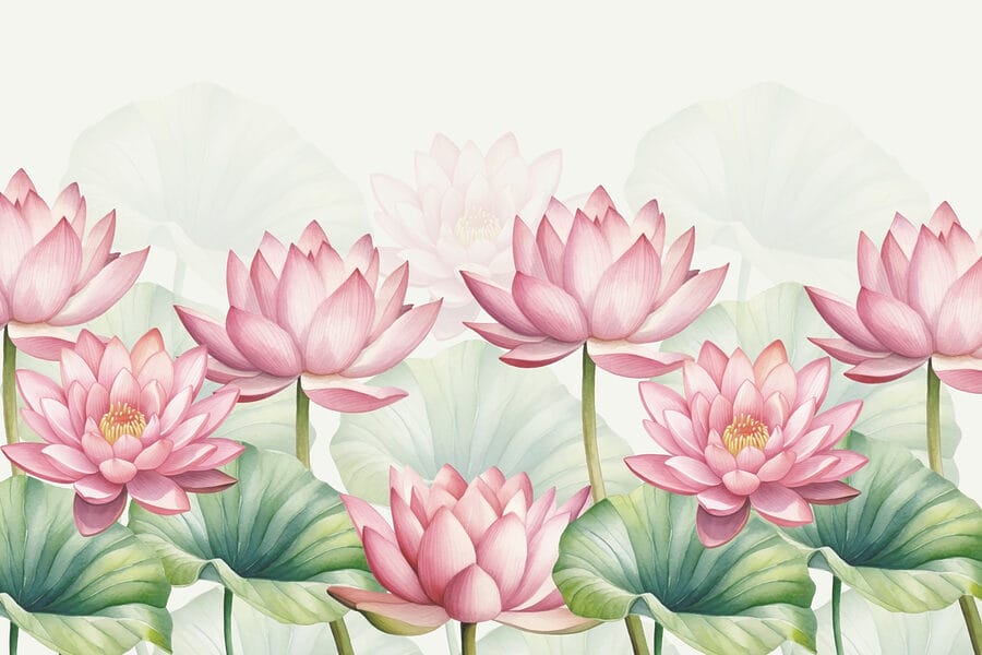 Gruppo di fiori rosa con foglie verdi