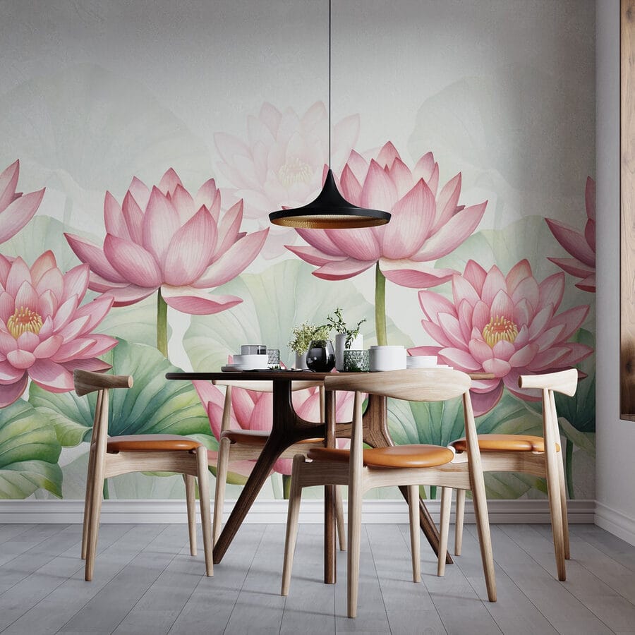 Gruppo di fiori rosa con foglie verdi