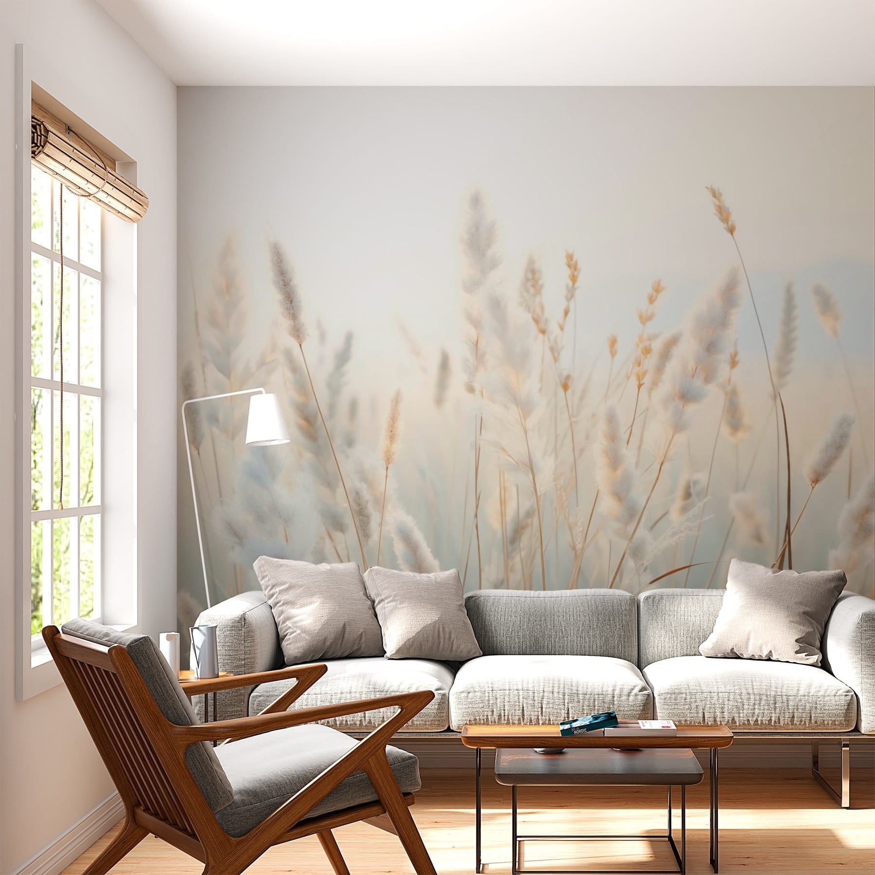 Soft grasses in tranquil sunlight