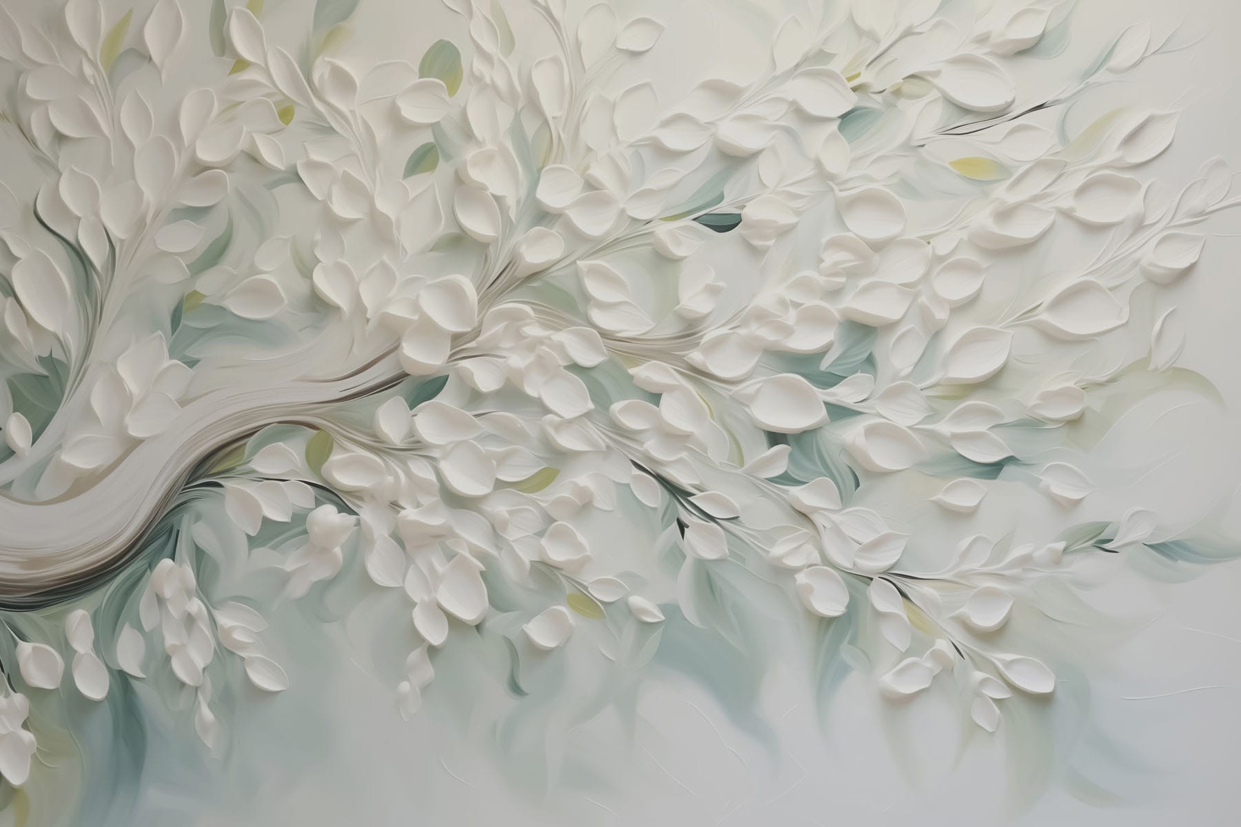 White tree with leaves on it