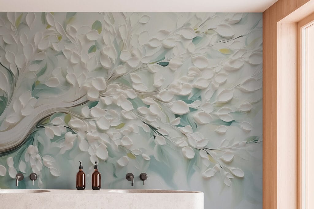 White tree with leaves on it