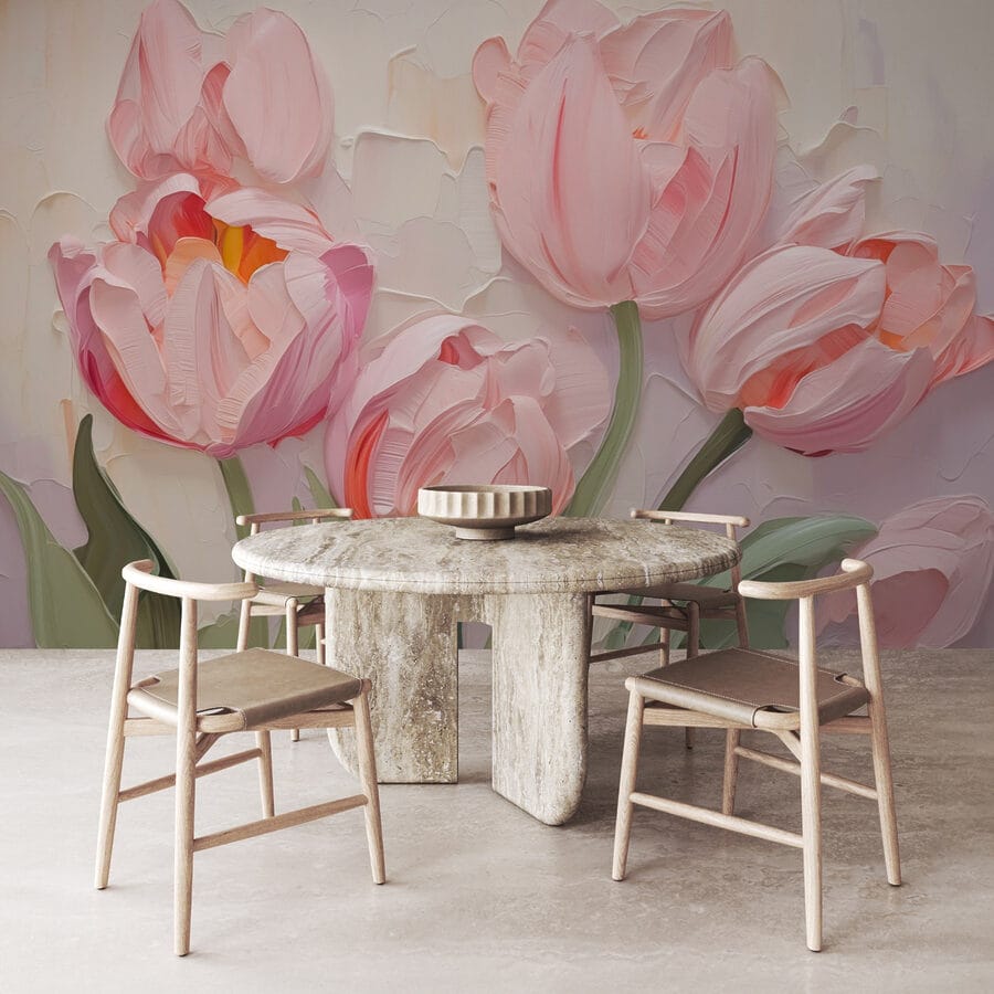 Carta da parati Pittura di fiori rosa - immagine 2