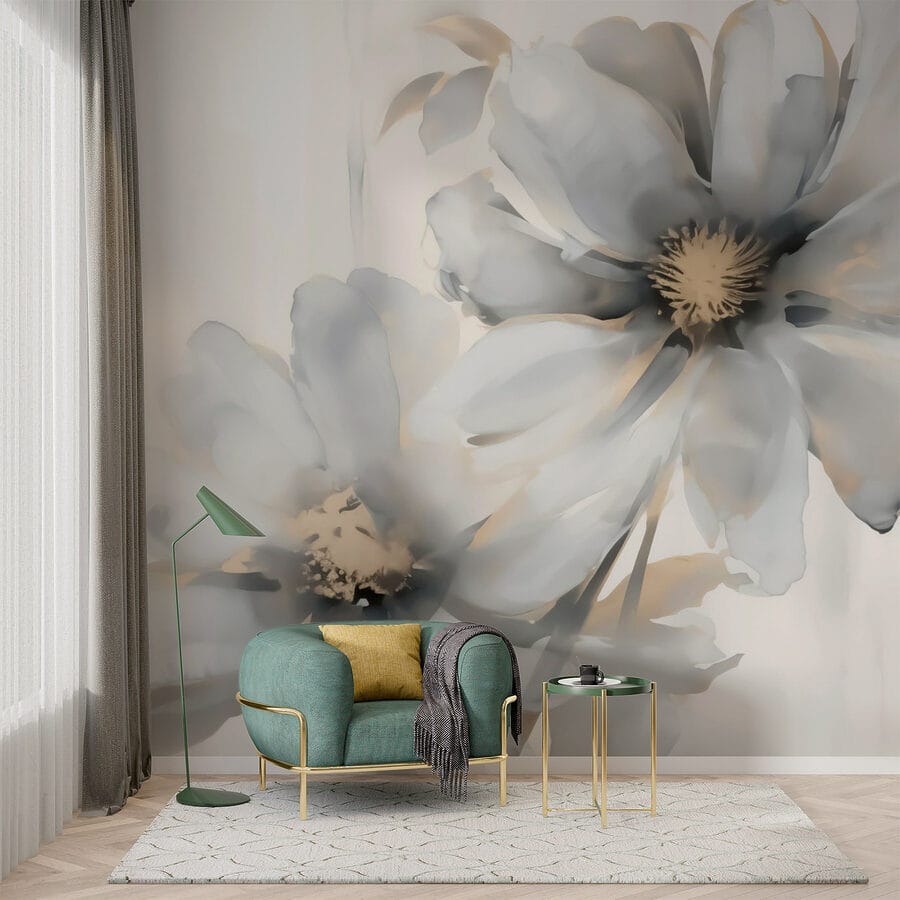 Carta da parati Fiori delicati in tonalità tenui - immagine 2