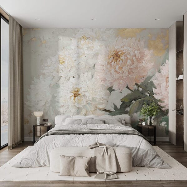 Pittura di fiori su una superficie bianca Pittura di fiori su una superficie bianca