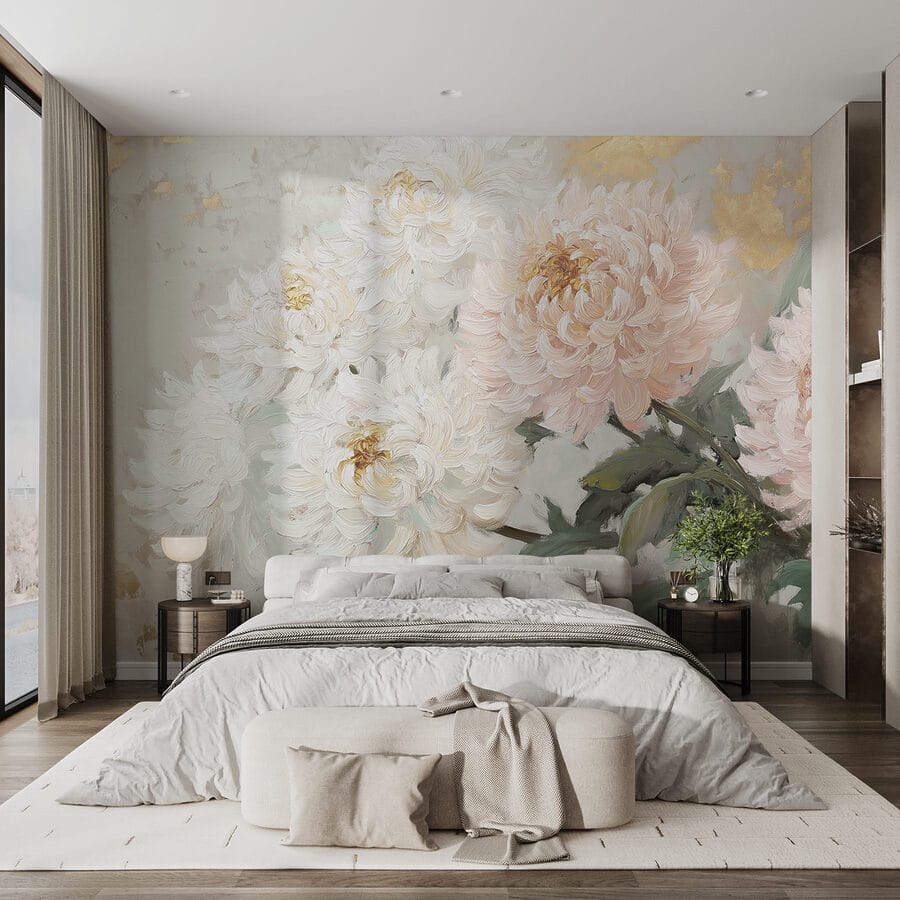 Pittura di fiori su una superficie bianca